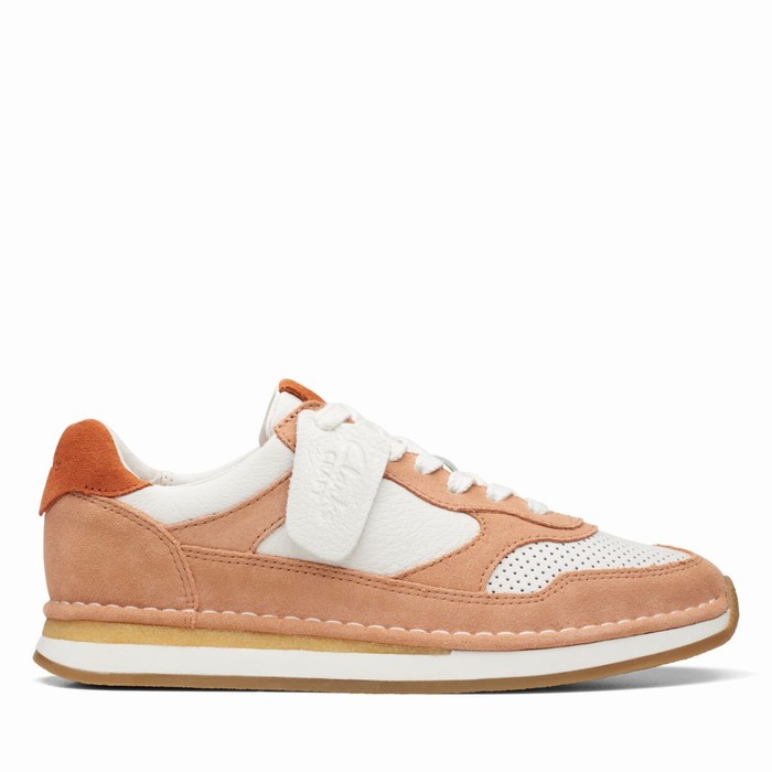 Chaussures Plates Clarks Craft Run Tor Femme Corail Blanche | CFAFMJRO