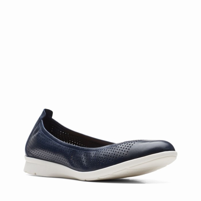 Chaussures Plates Clarks Jenette Ease Femme Bleu Marine | OLNFZIP4