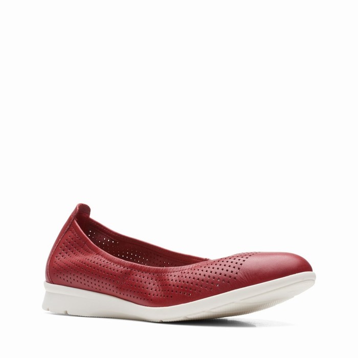 Chaussures Plates Clarks Jenette Ease Femme Rouge | WO497HZI