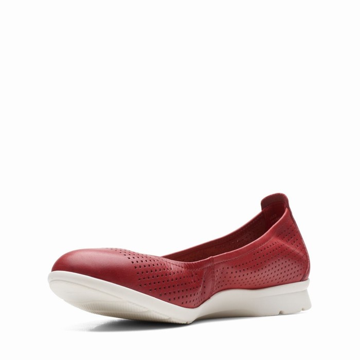 Chaussures Plates Clarks Jenette Ease Femme Rouge | WO497HZI