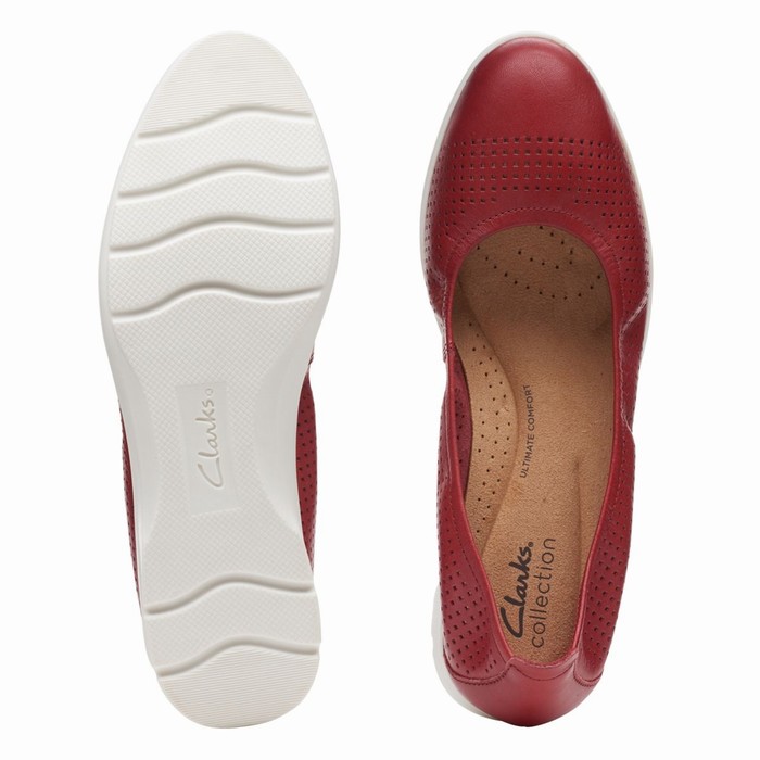 Chaussures Plates Clarks Jenette Ease Femme Rouge | WO497HZI