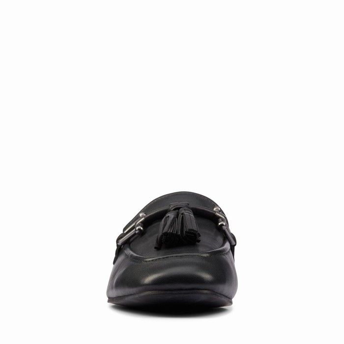 Chaussures Plates Clarks Pure 2 Tassel Femme Noir | 7BL9OXTR