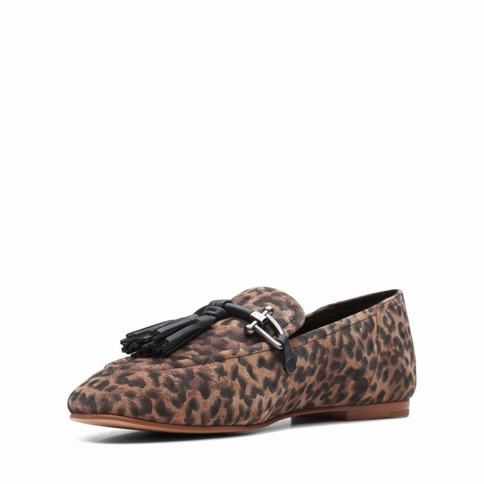 Chaussures Plates Clarks Pure 2 Tassel Femme Leopard | JEVQB6CG