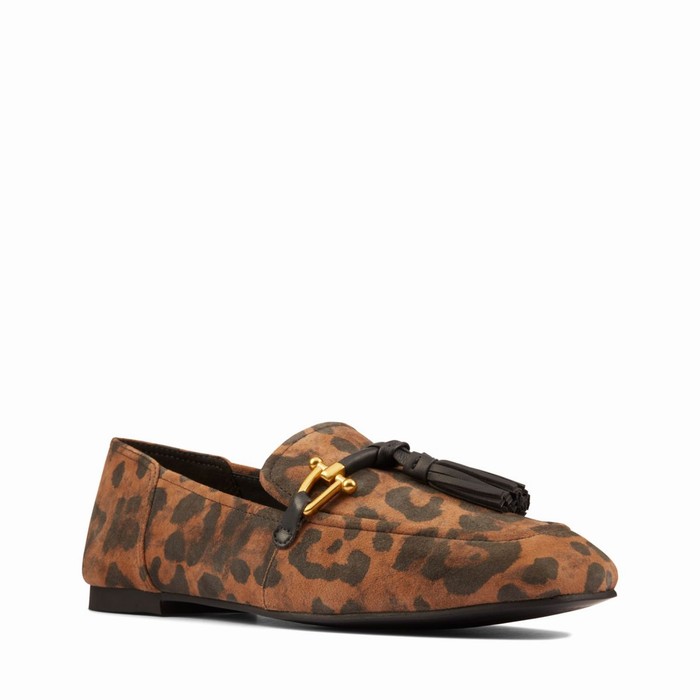 Chaussures Plates Clarks Pure 2 Tassel Femme Leopard | SRNFYSB5