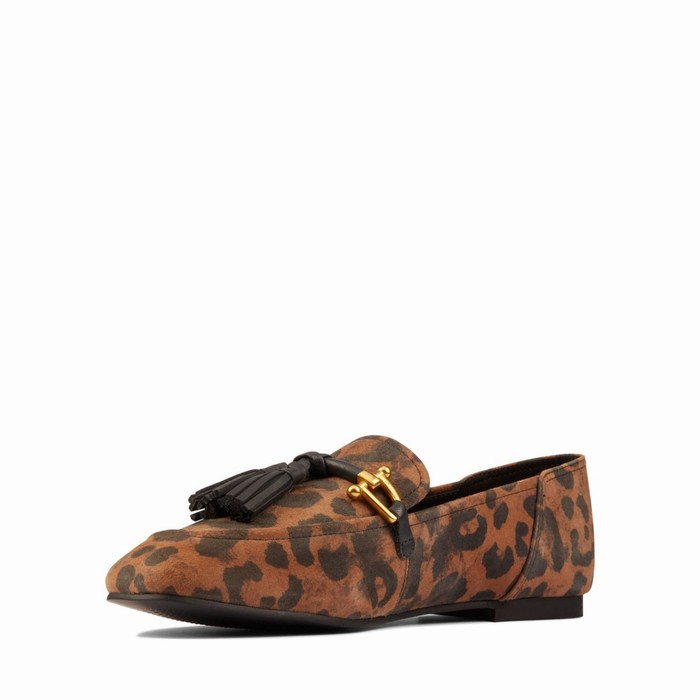 Chaussures Plates Clarks Pure 2 Tassel Femme Leopard | SRNFYSB5