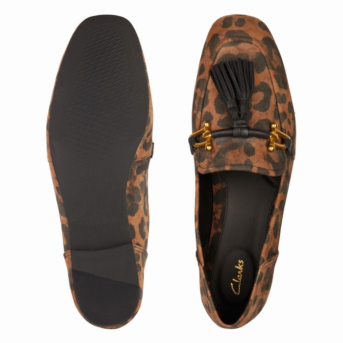 Chaussures Plates Clarks Pure 2 Tassel Femme Leopard | SRNFYSB5