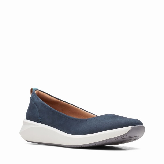 Chaussures Plates Clarks Un Rio Vibe Femme Bleu Marine | YFTVMWZL