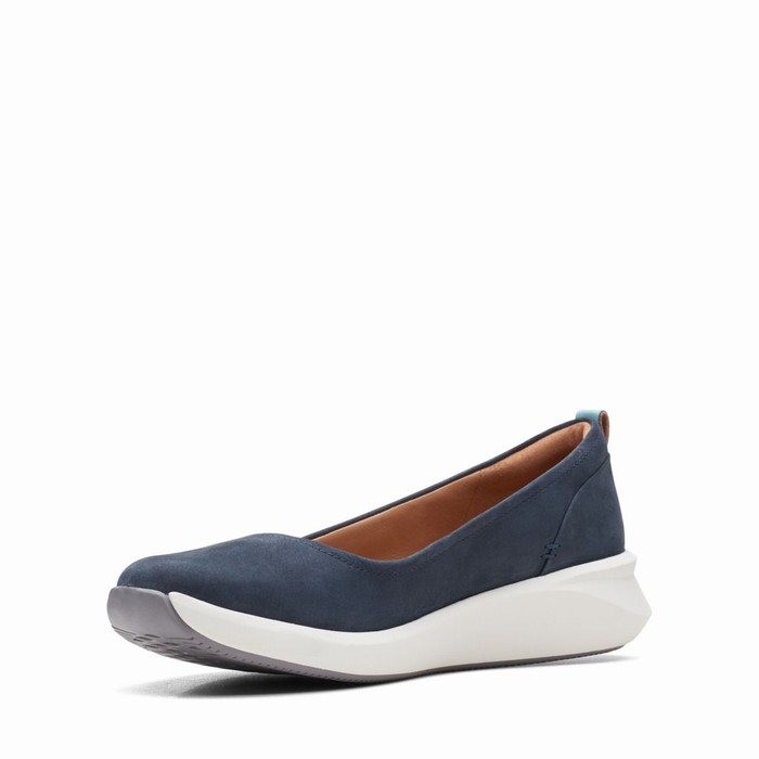 Chaussures Plates Clarks Un Rio Vibe Femme Bleu Marine | YFTVMWZL