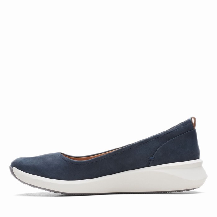 Chaussures Plates Clarks Un Rio Vibe Femme Bleu Marine | YFTVMWZL