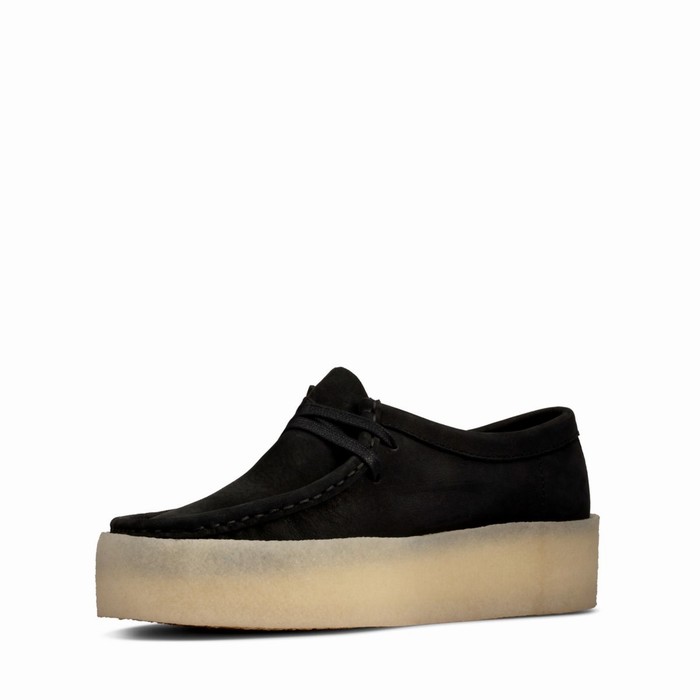 Chaussures Plates Clarks Wallabee Cup Femme Noir | FO9EKGU8