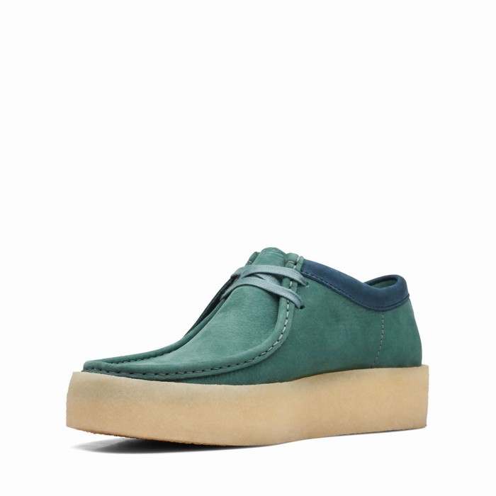 Chaussures Plates Clarks Wallabee Cup Femme Turquoise | RM2KTJFA