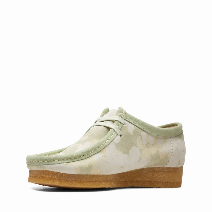 Chaussures Plates Clarks Wallabee Femme Vert | E7BULYEM