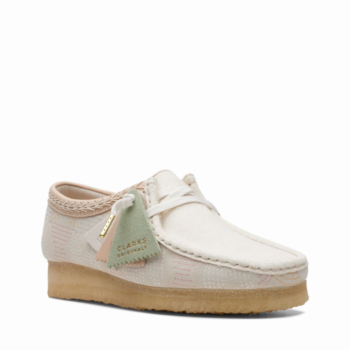 Chaussures Plates Clarks Wallabee Femme Blanche | FLMRWXAU