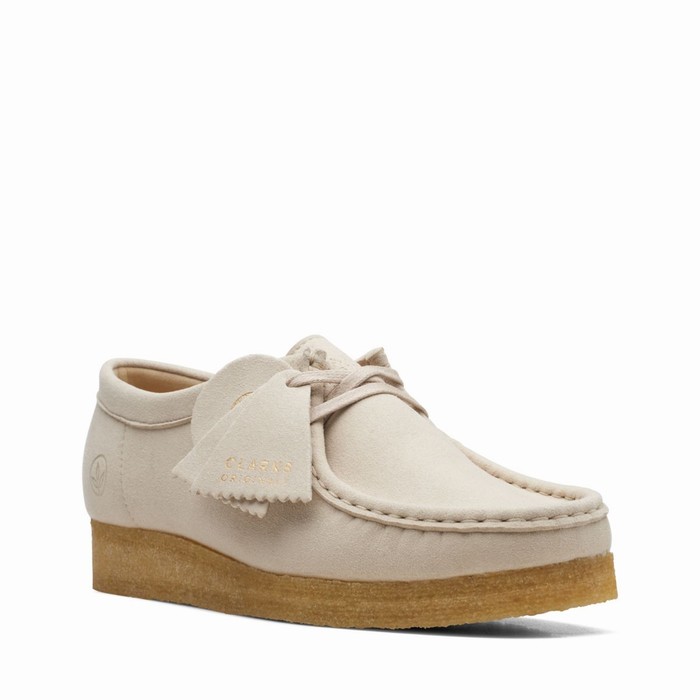 Chaussures Plates Clarks Wallabee Femme Blanche | G5KR3M6H