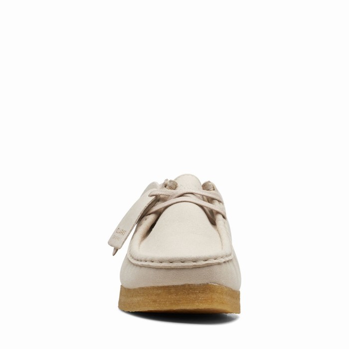 Chaussures Plates Clarks Wallabee Femme Blanche | G5KR3M6H