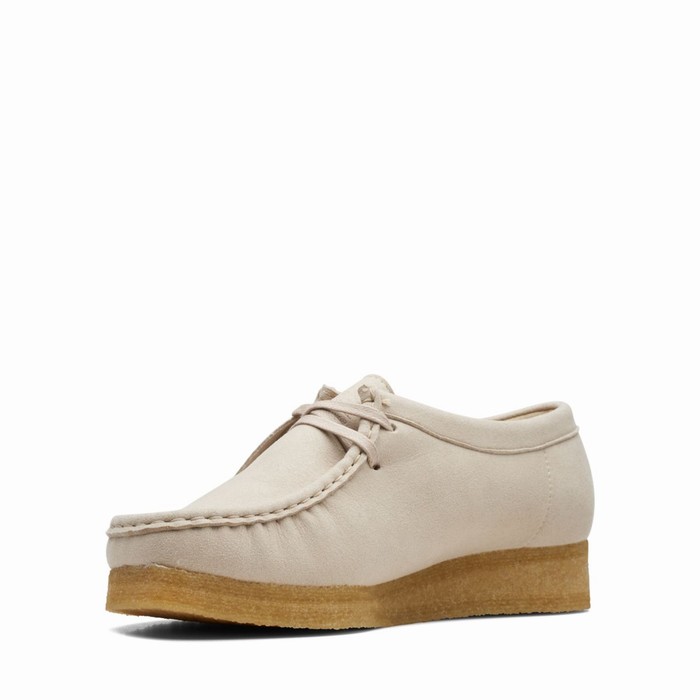 Chaussures Plates Clarks Wallabee Femme Blanche | G5KR3M6H