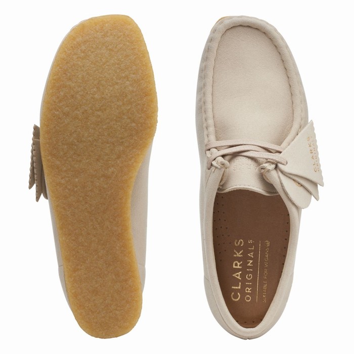 Chaussures Plates Clarks Wallabee Femme Blanche | G5KR3M6H