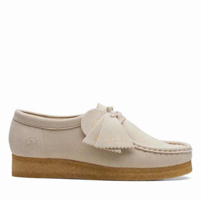 Chaussures Plates Clarks Wallabee Femme Blanche | G5KR3M6H