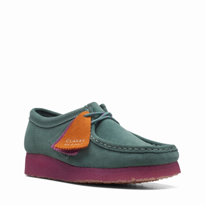 Chaussures Plates Clarks Wallabee Femme Turquoise | NDNCM0EP