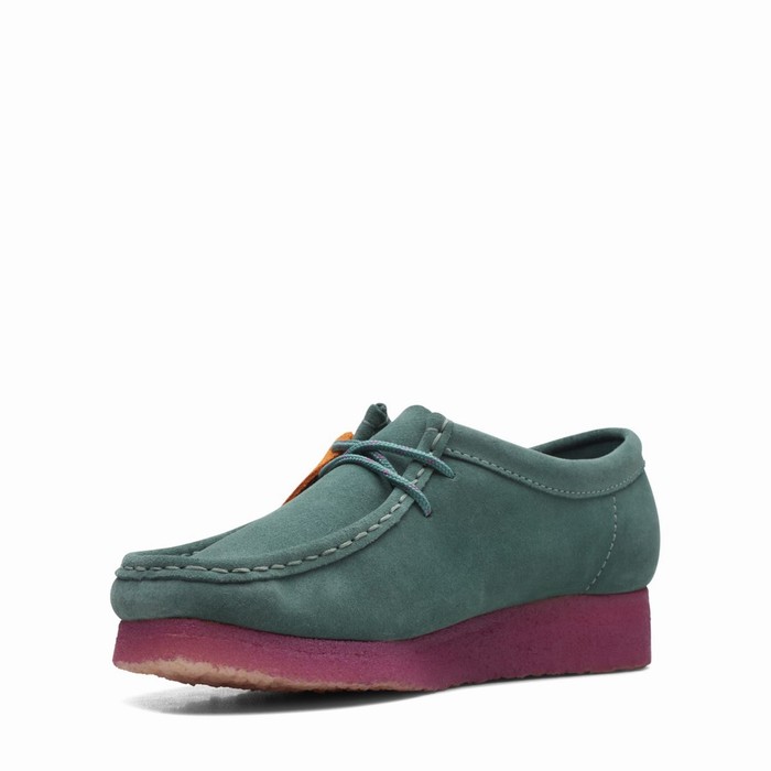 Chaussures Plates Clarks Wallabee Femme Turquoise | NDNCM0EP