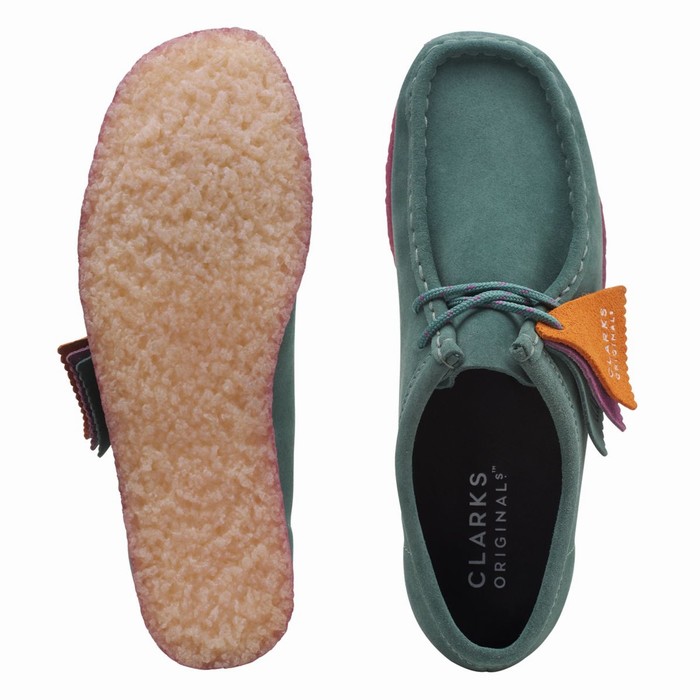 Chaussures Plates Clarks Wallabee Femme Turquoise | NDNCM0EP