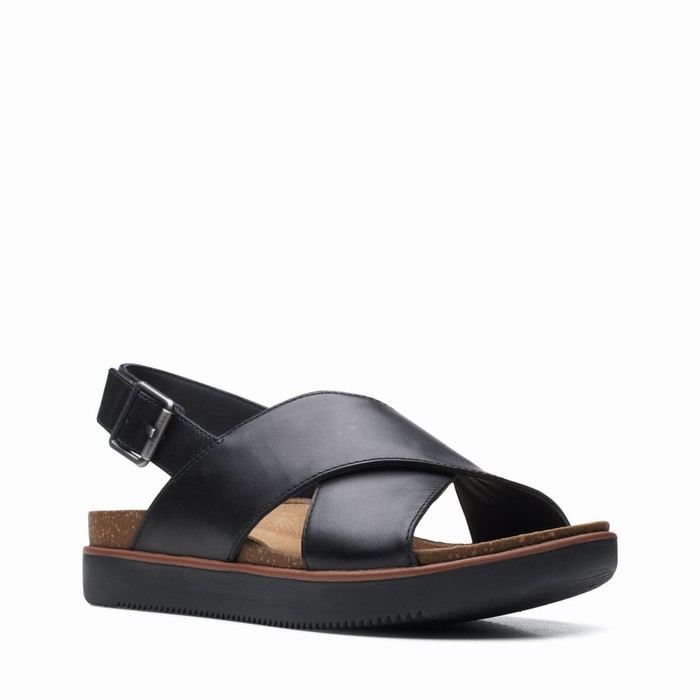 Sandales Clarks Elayne Cross Femme Noir | MT0ENOWV