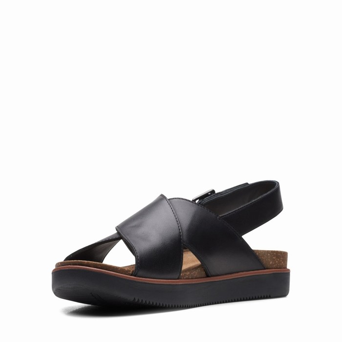 Sandales Clarks Elayne Cross Femme Noir | MT0ENOWV