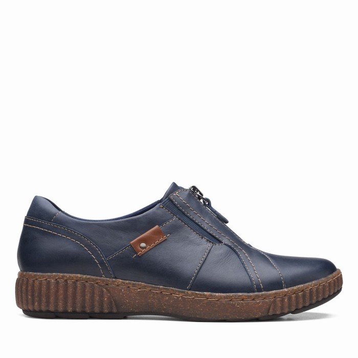 Sandales Clarks Magnolia Zip Femme Bleu Marine | IRFGZSG6