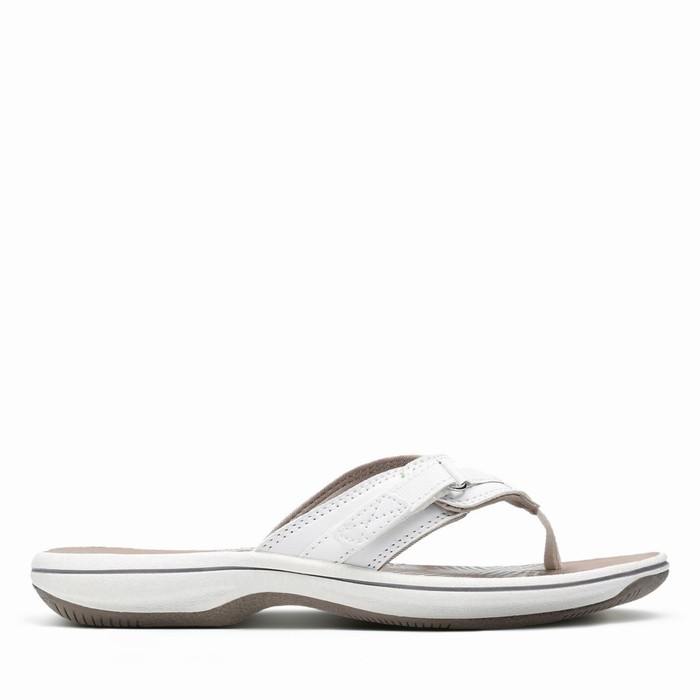 Tong Clarks Breeze Sea Femme Blanche | 1QWFR6AS