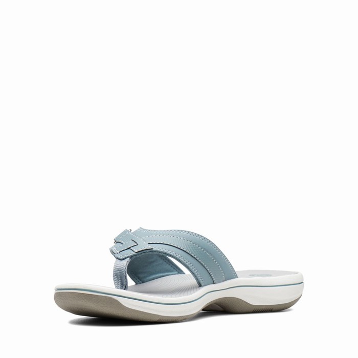 Tong Clarks Breeze Sea Femme Bleu Grise | IFDPXDMQ