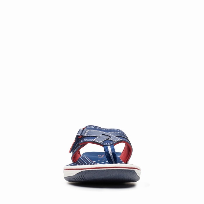 Tong Clarks Breeze Sea Femme Bleu Marine Rouge | XHA3POAH