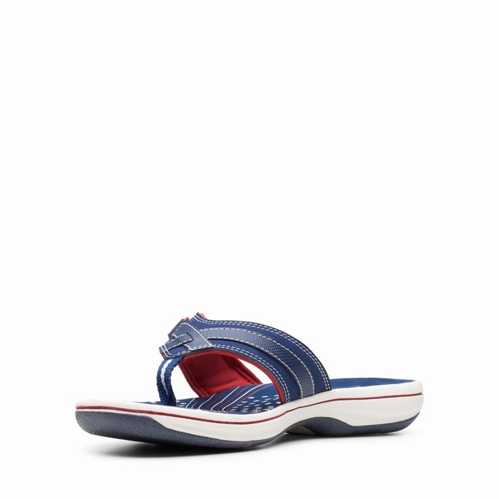 Tong Clarks Breeze Sea Femme Bleu Marine Rouge | XHA3POAH