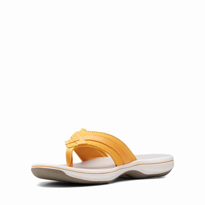 Tong Clarks Breeze Sea Femme Jaune | ZJDNI4XS