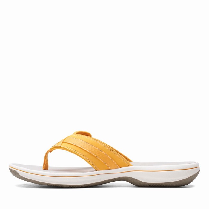 Tong Clarks Breeze Sea Femme Jaune | ZJDNI4XS