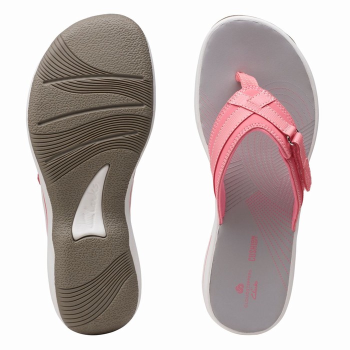 Tong Clarks Breeze Sea Femme Rose Clair | J5I0C4AQ