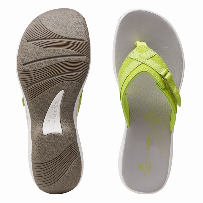 Tong Clarks Breeze Sea Femme Vert Clair | RJV9IJZ0