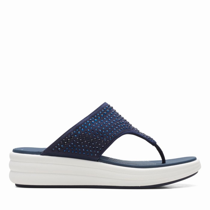 Tong Clarks Drift Jaunt Femme Bleu Marine | BNQYRJMH