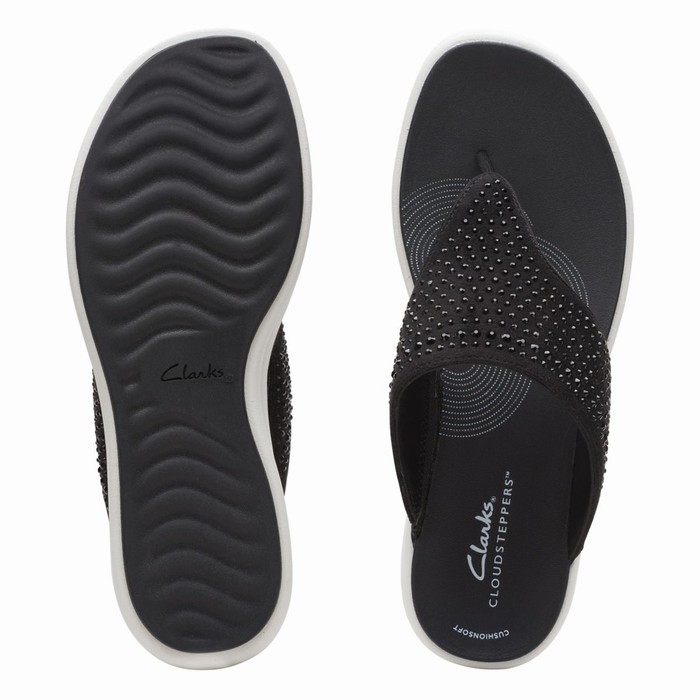 Tong Clarks Drift Jaunt Femme Noir | EFPUICNT